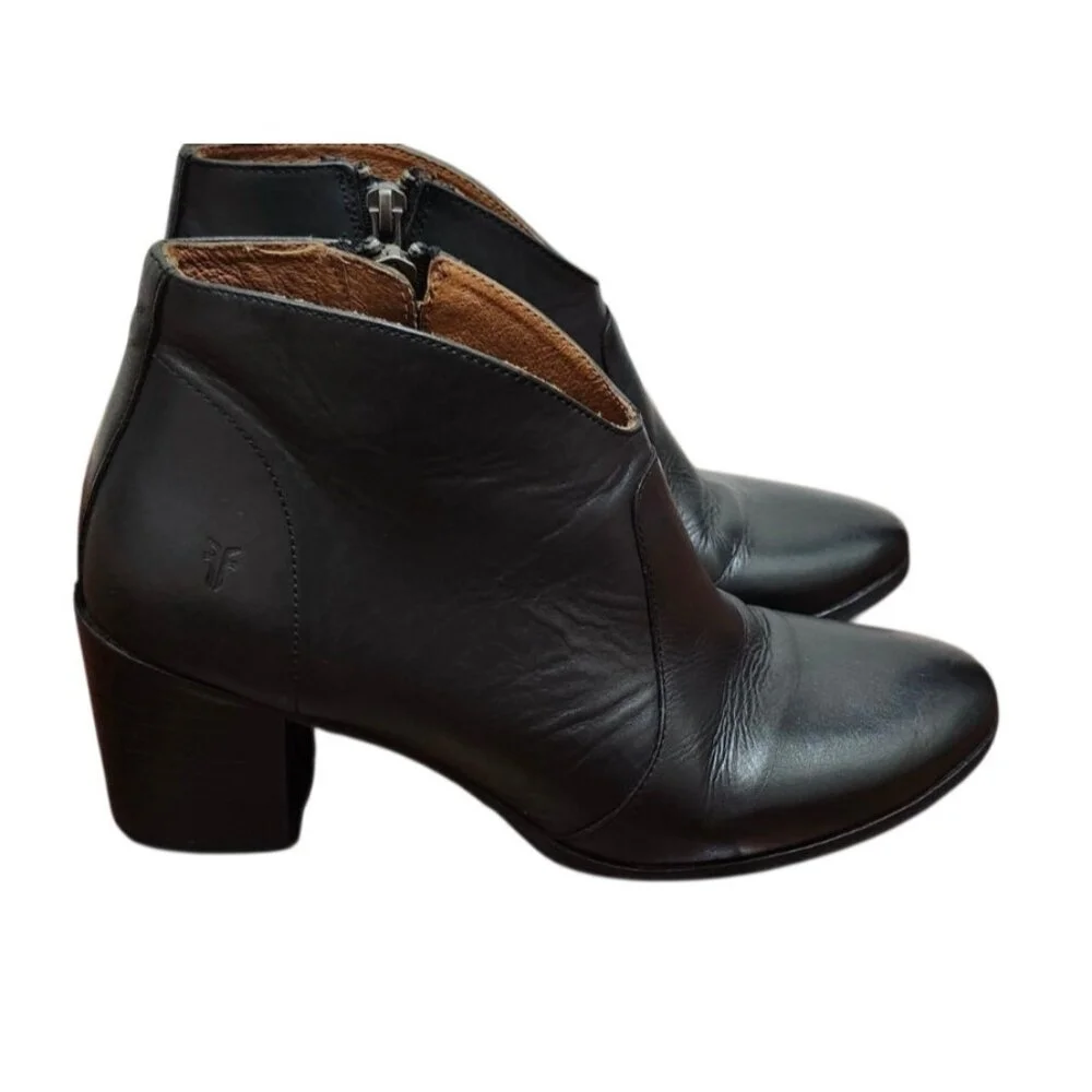 Frye - Nora Zip Short Ankle Leather Boots Black Women's Size US 8.5M